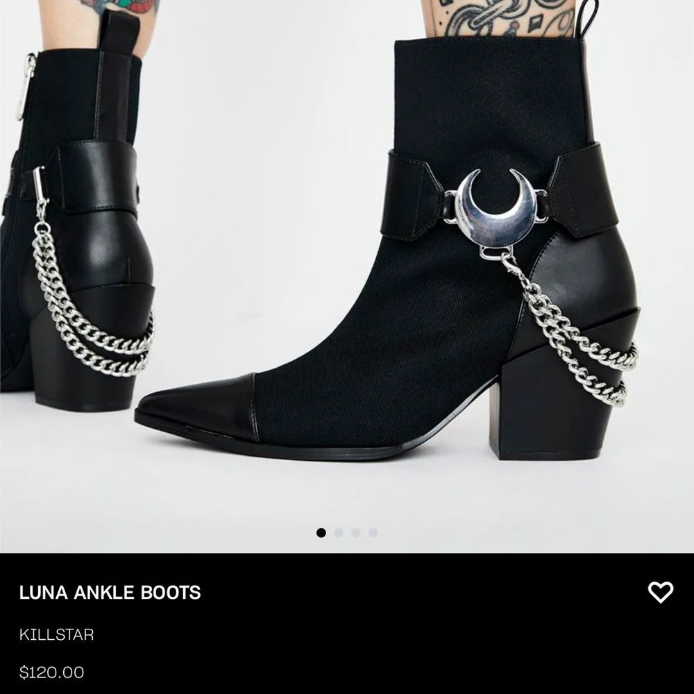 Killstar Black Ankle Booties with Chain Detail luna ankle boot yallternative 7